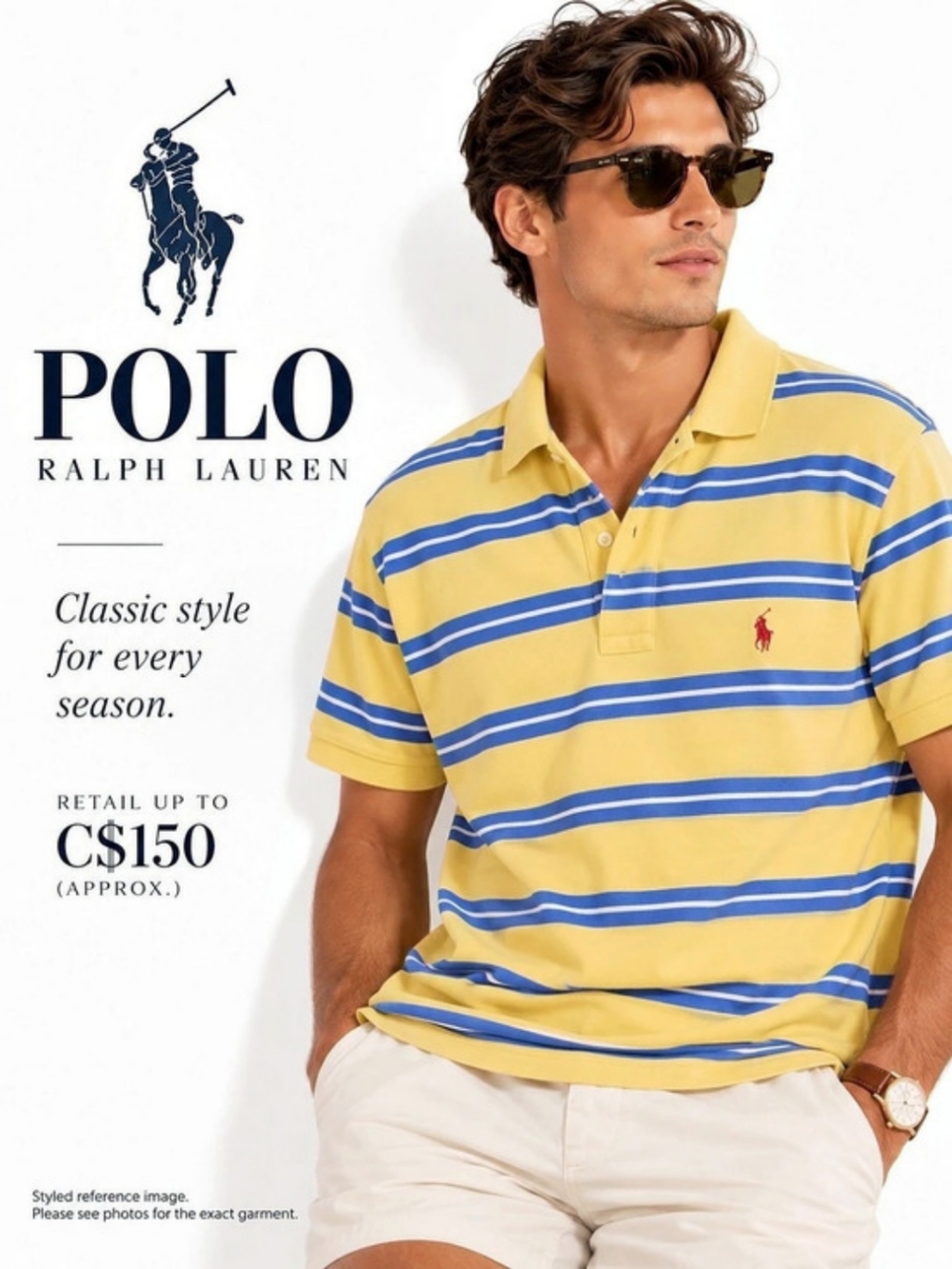 Polo Ralph Lauren Classic Fit Striped Mesh Polo Shirt Yellow & Blue